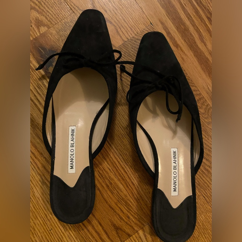 Manolo Blahnk Ballerimu suede point-toe mules